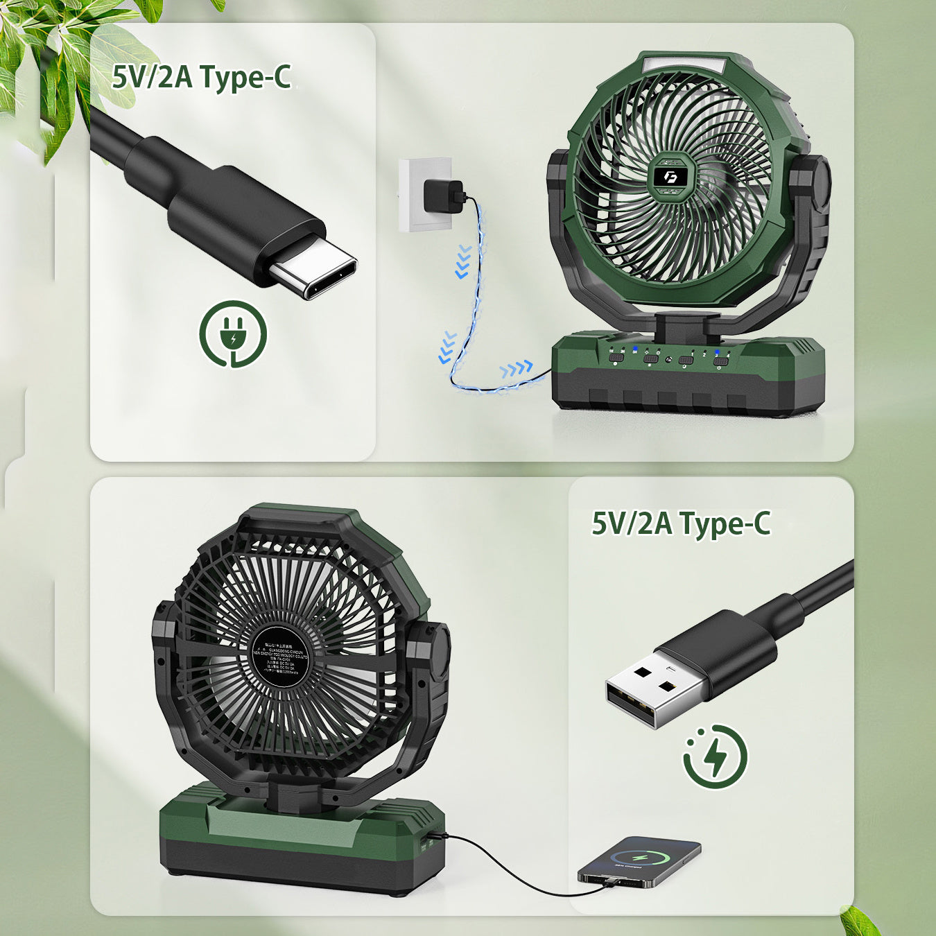 US Local 24000mAh Camping Fan Rechargeable Battery Operated Fan 4 Speed USB Fan