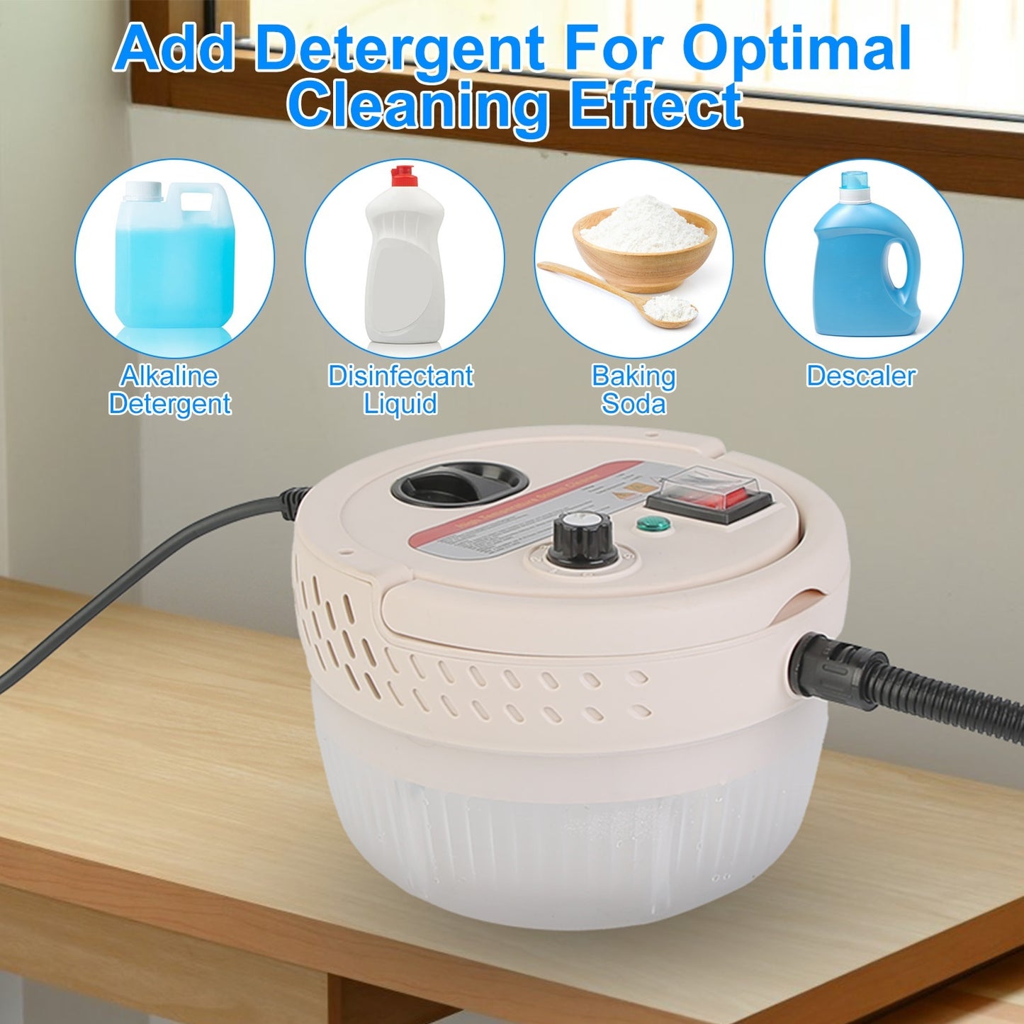 US Local 1Pc 2500W Handheld High Temperature And Pressure Steamer Cleaner With 1400ML Tank 9 Accessories 6 Steam Levels For Dirt Grease Grout Tile Floor Couch Car
