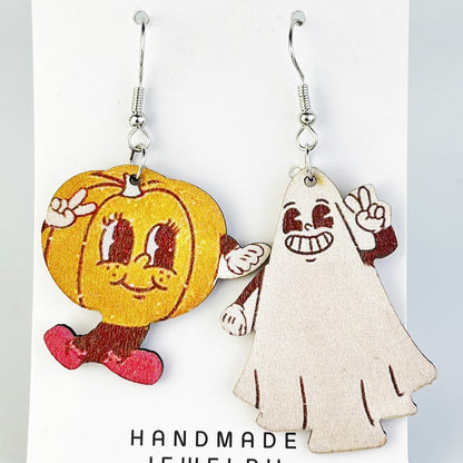 Floral Ghost Bohemian Retro Thanksgiving Atmosphere Pumpkin Cute Eardrops