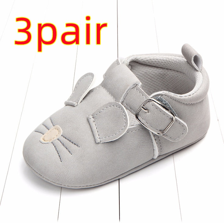 US Local Spring and autumn cartoon animal baby shoes matte leather non-slip soft bottom