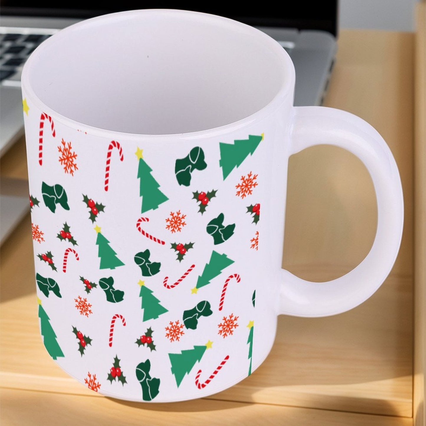 POD US Local White mug with full print, Christmas Tree Dog Cat Candy Snowflake 0027