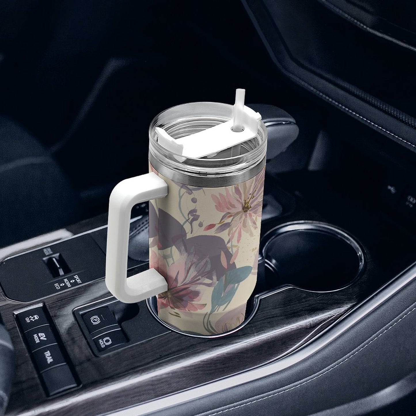 PHDT00237 POD US Local Tumbler 40 oz Large Capacity Car Cup Butterflies, Flowers, Seeds