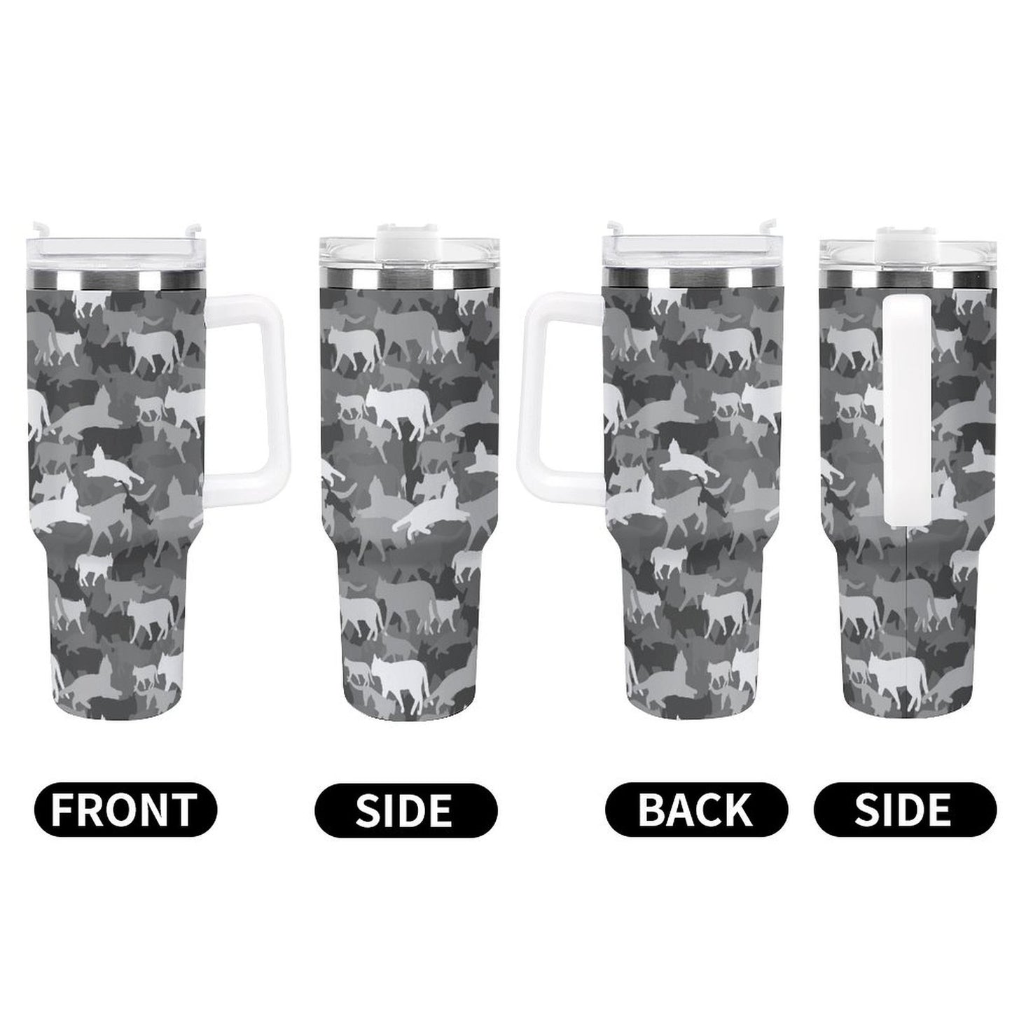 PHDT00238 POD US Local Tumbler 40 oz Large Capacity Car Cup Camouflage Cat Animal