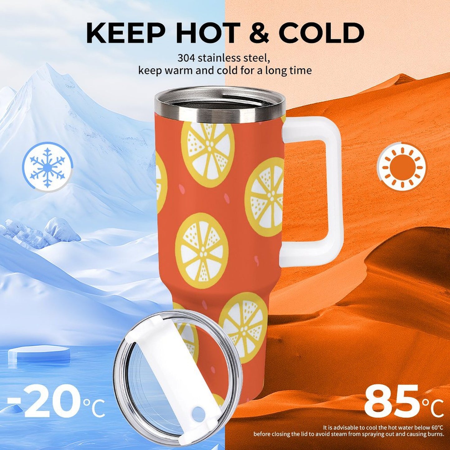 PHDT00182 POD US Local Tumbler 40 oz Large Capacity Car Cup Fruit, Hand Painted