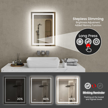 US Local 20 Inch X 28 Inch LED Bathroom Mirror