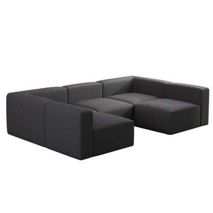 US Local Modular Sectional Sofa Sleeper Couch, Sectional Sofa With Chaise And Ottoman, Convertible U Shaped Modular Sofa Set. Compressed Sponge, Dark Grey