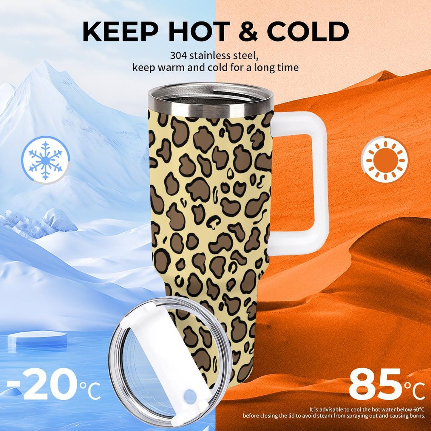 PHDT00403 POD US Local Tumbler 40 oz Large Capacity Car Cup Leopard