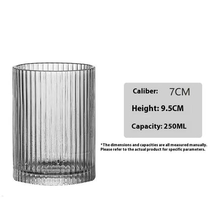 Single-layer Style Simple Striped Glass Cup