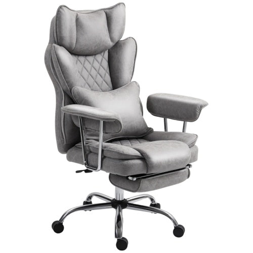 UK Local HOMCOM Leathaire Reclining Office Chair With Lumbar Support Pillow