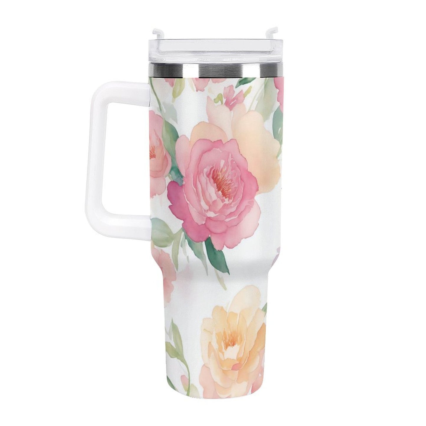 PHDT00420 POD US Local Tumbler 40 oz Large Capacity Car Cup Peony, Pink, Purple, Orange, Watercolor