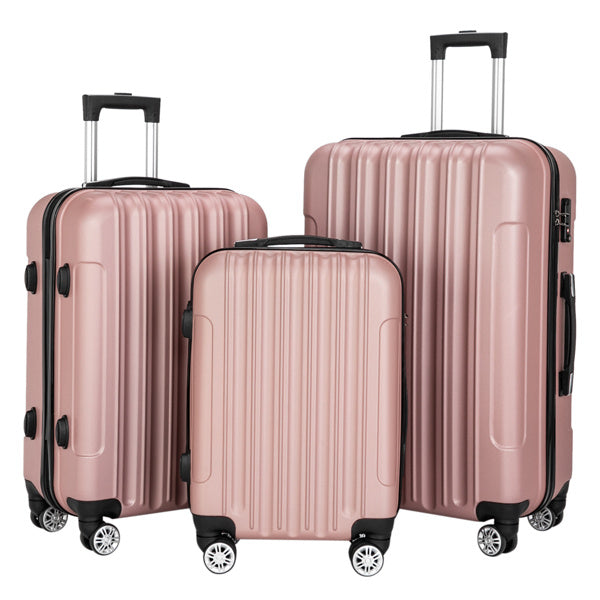 US Local Vertical 3-in-1 Spinner Wheel With Handle Trolley Box 20in 24in 28in ABS Aluminum Alloy Trolley Fashion Color - Rose Gold