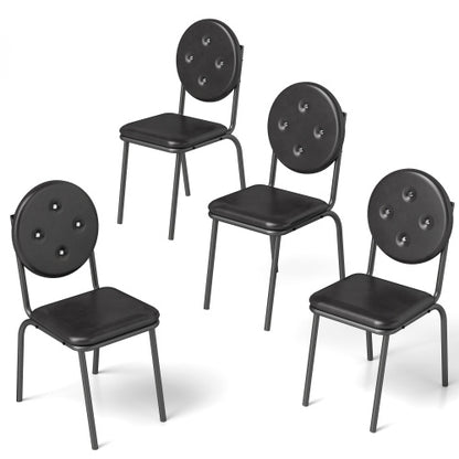US Local 4-piece Bar Stools Faux Leather Dining Chairs With Waterproof Surface And Metal Legs