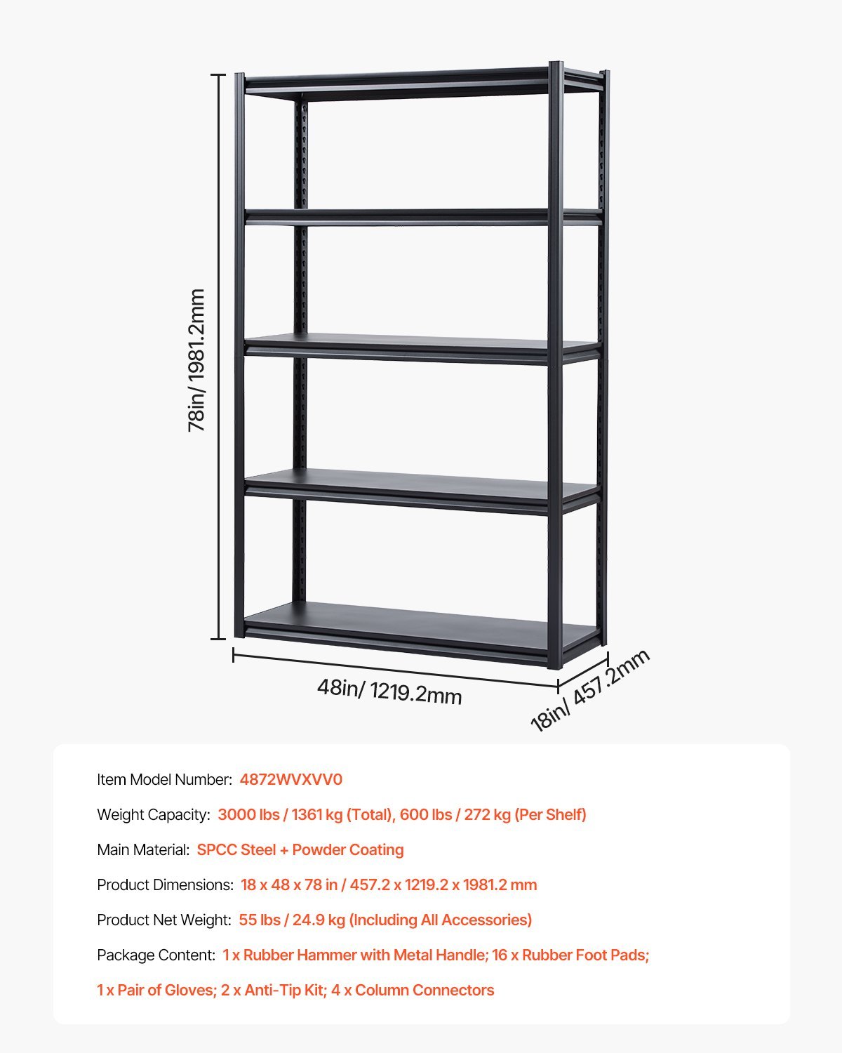 US Local Storage Shelves5-tier Garage Storage Shelving