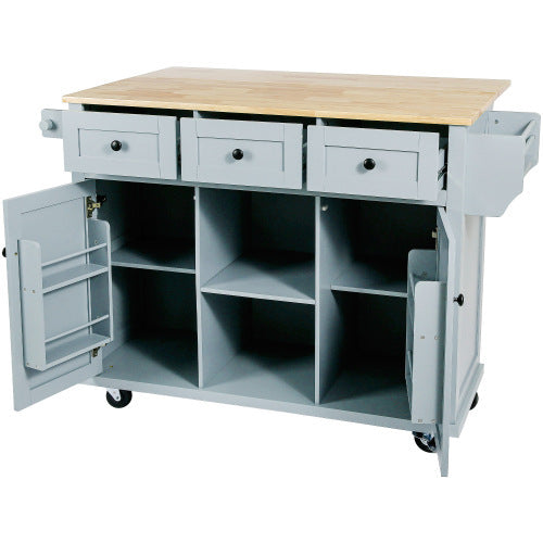 US Local Kitchen Trolley With Rubberwood Folding Leaf Countertops
