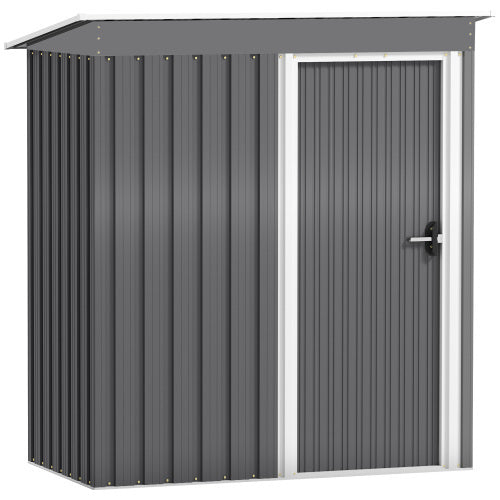 UK Local Outsunny 5 X 3ft Garden Storage Shed With Sliding Door And Sloped Roof Outdoor Equipment Tool, Light Grey
