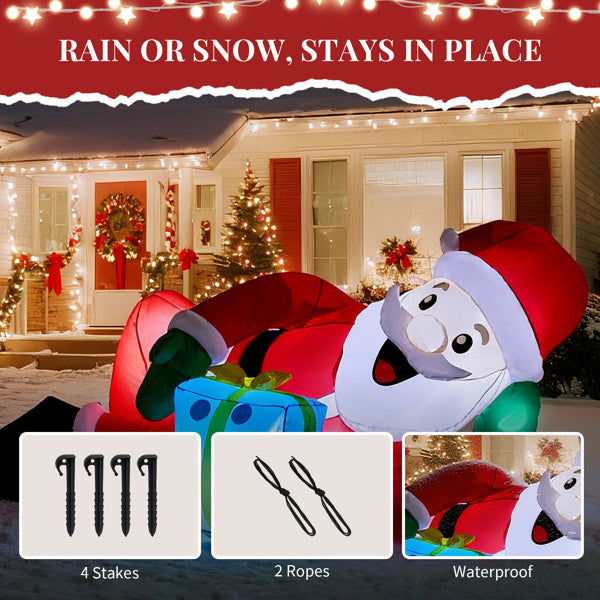 US Local 7FT Lighted Christmas Inflatable Decoration, Inflatable Santa Lying On Floor, Funny Blow Up Yard Decorations With Built-in LED Lights For Holiday Party Front Yard Lawn Garden Decor