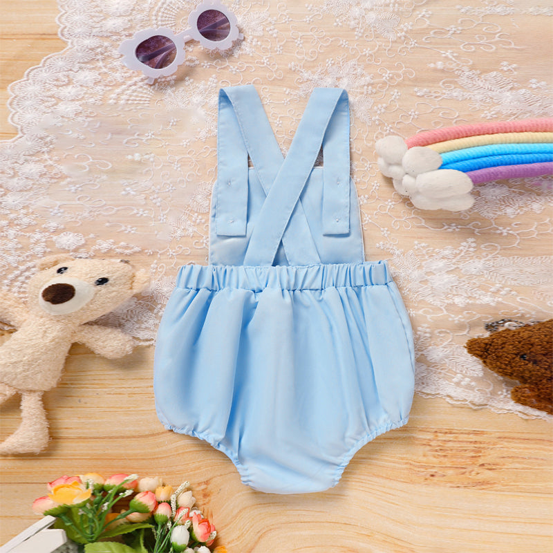 US Local Baby Comfortable Overalls Romper Carrot Embroidery With Adjustable Straps And Snap Closure For Spring Summer