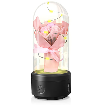 US Local Creative 2 In 1 Bouquet LED Light And Bluetooth-compatible Speaker Mother's Day Gift Rose Luminous Night Light Ornament In Glass Cover