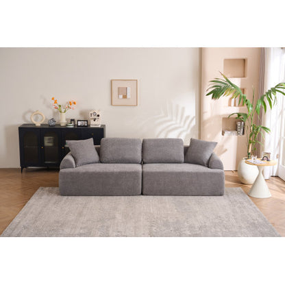 US Local LY-024GY COMPRESSION SOFA  4-seater Combined Sofa, Crochet Yarn Fabric, Full Sponge Compression Sofa,combined Sofa With 4 Pillows For Home Living  Home Furniture  Apartment  Office  House