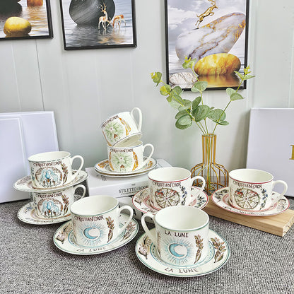 Refined Afternoon Tea Ceramic Coffee Cup And Saucer Set