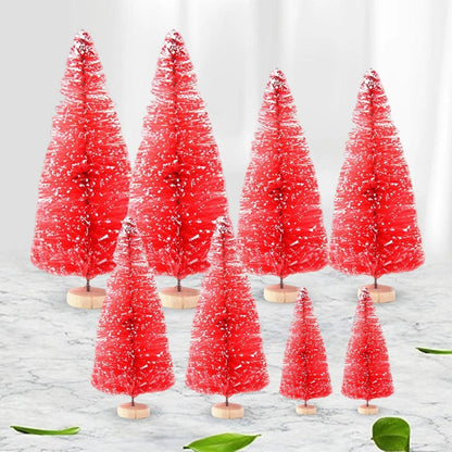 US Local 8 Pieces Mini Artificial Christmas Trees For Fairy Garden DIY Christmas Crafts
