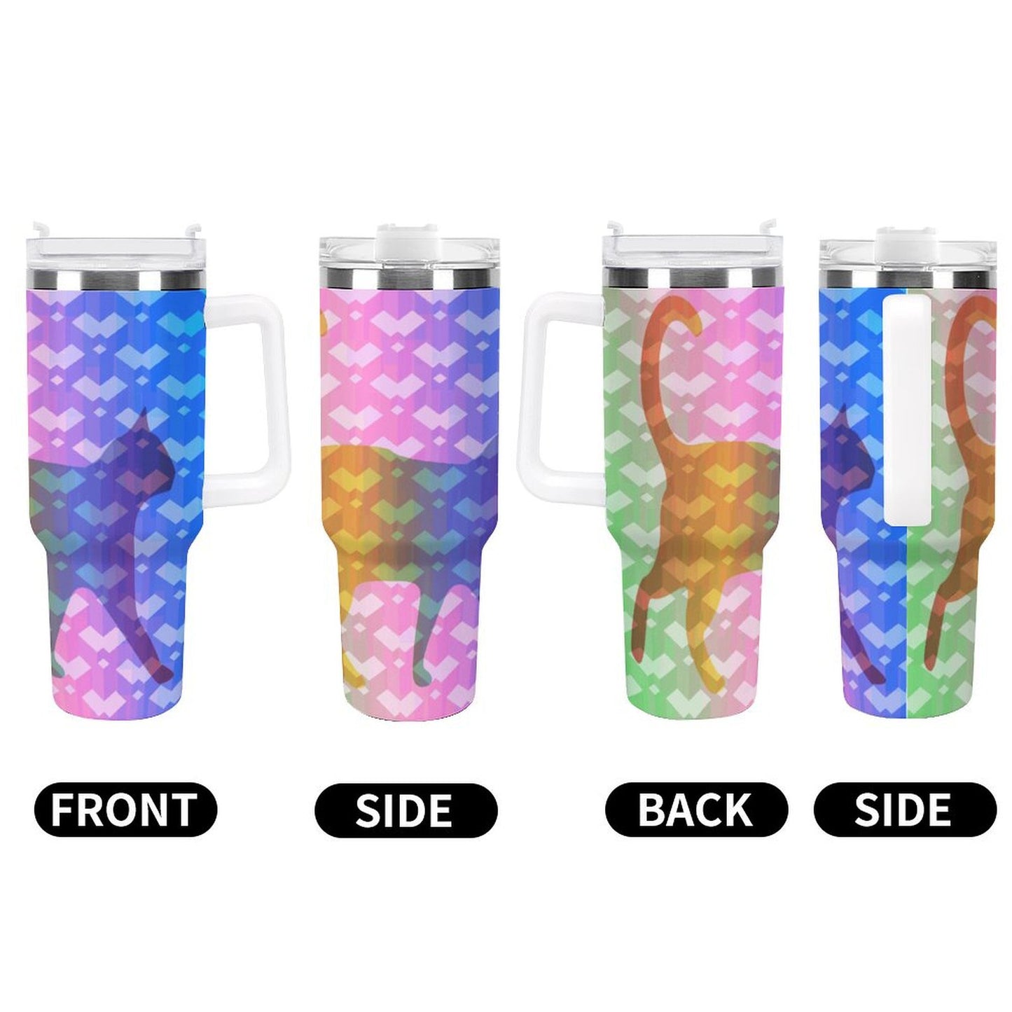 PHDT00438 POD US Local Tumbler 40 oz Large Capacity Car Cup Rainbow, Cat