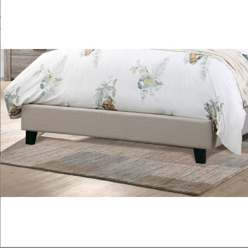 USA Local Contemporary 1pc Queen Size Bed Adjustable HB Light Brown Polyfiber Tufted Upholstered Wooden Bedframe Bedroom Furniture