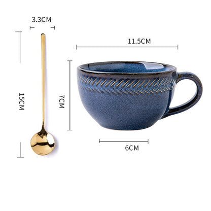 Wheat Edge Round Belly Coffee Cup Retro Large Capacity