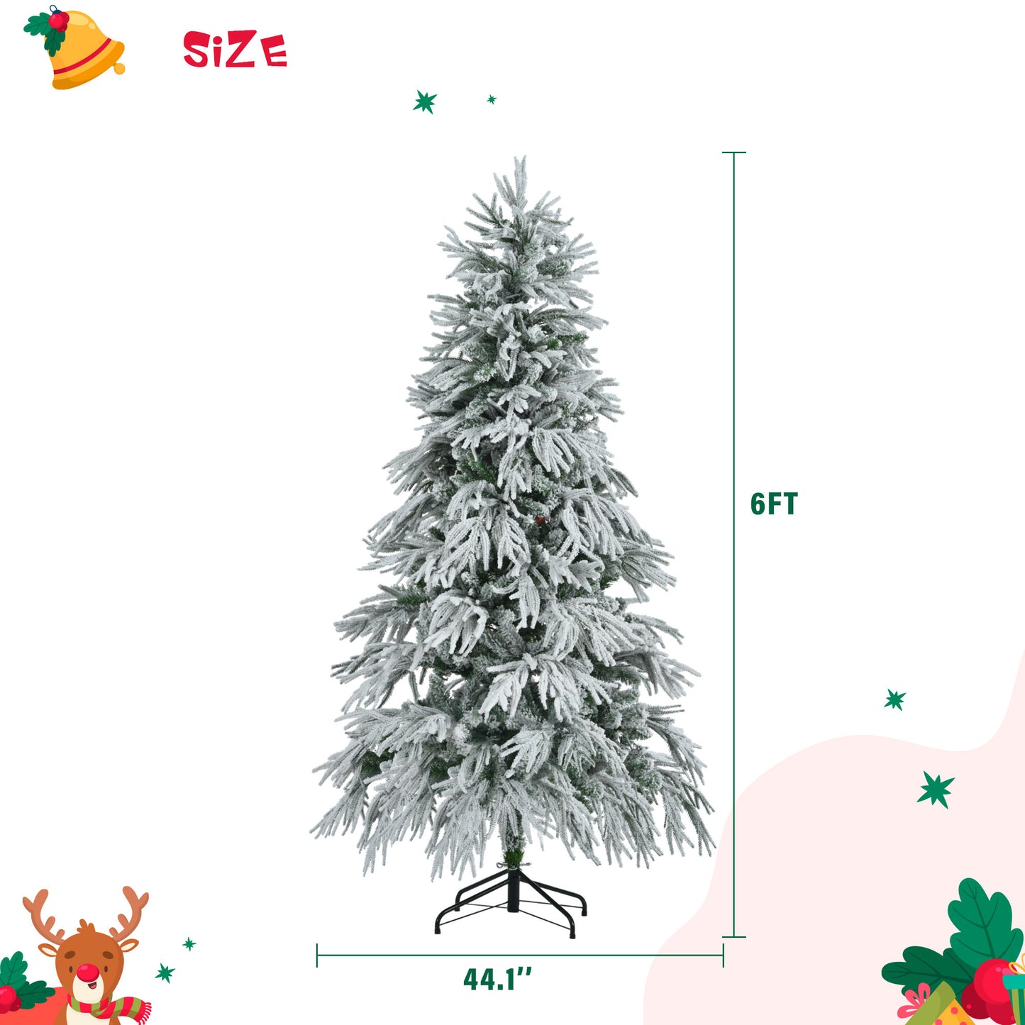 US Local 6 Feet Pre-installed Spruce Snow Cover Christmas Tree With 300 Multi-color LED Lights