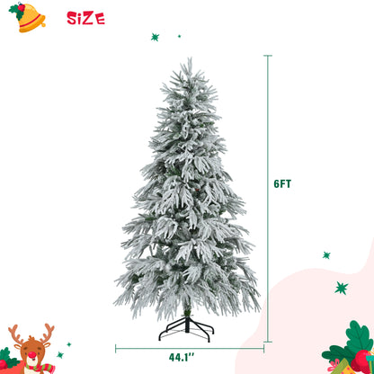 US Local 6 Feet Pre-installed Spruce Snow Cover Christmas Tree With 300 Multi-color LED Lights