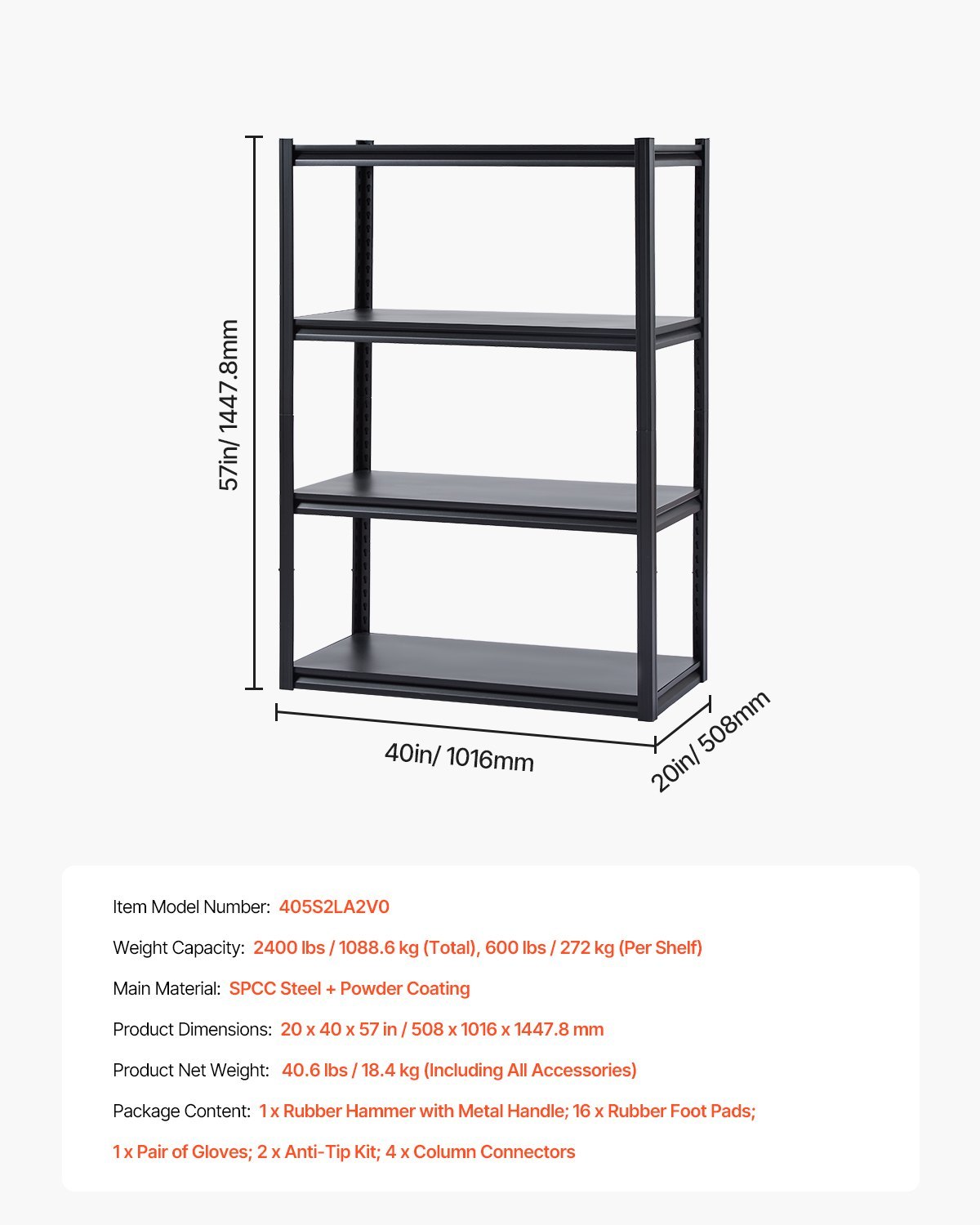 US Local Storage Shelves 4-tier Garage Storage Shelving