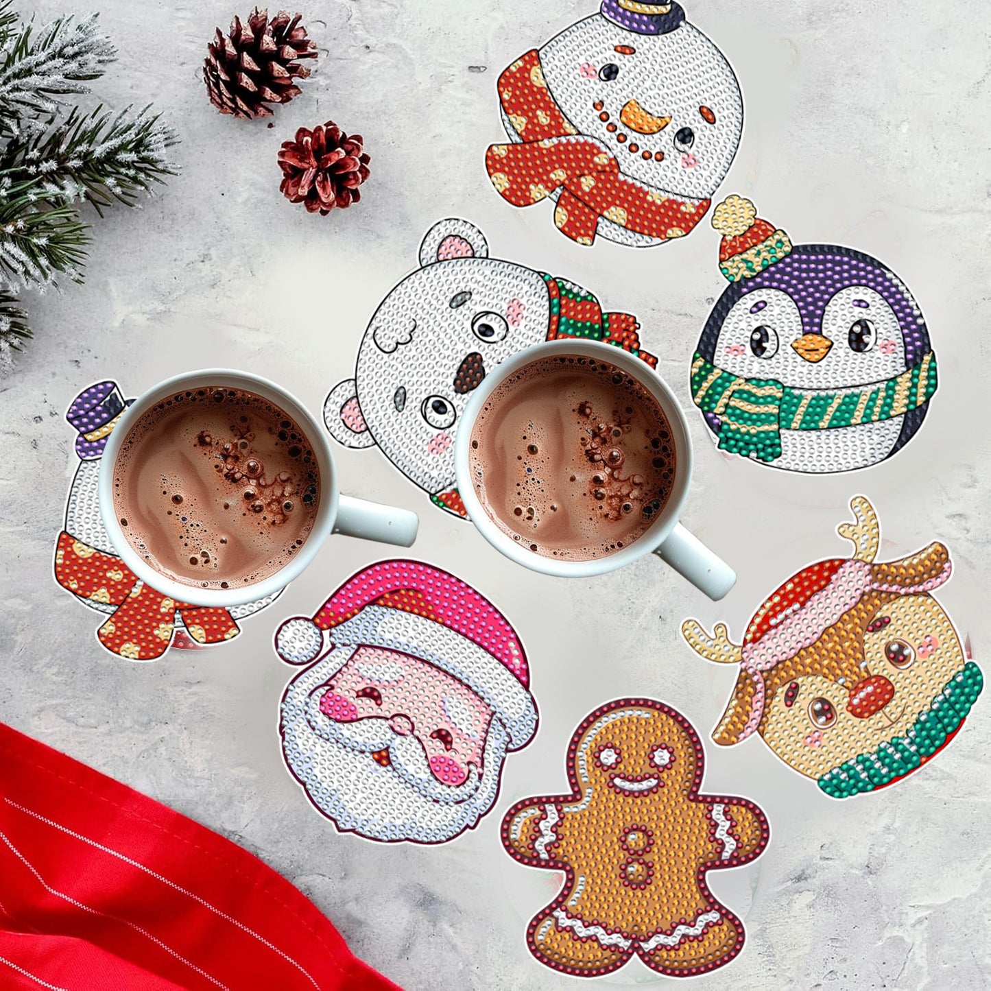 6Packs Christmas Rhinestones Art Coaster
