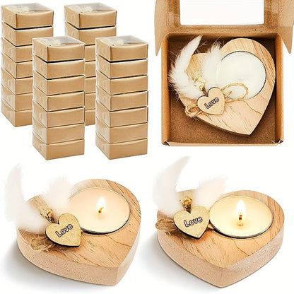 Thanksgiving Valentine's Day Wooden Love Candle With Dried Flowers
