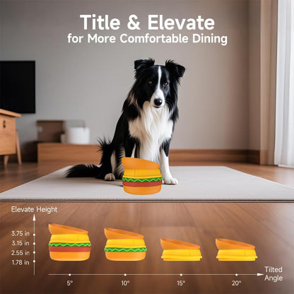 US Local Hamburger Appearance Pet Cat And Dog Bowl Combination Multi-layer Five-in-one