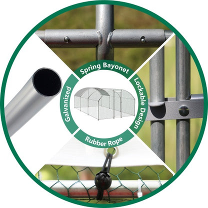 US Local Large Chicken Coop Metal Chicken Track With Waterproof And UV Cover, Dome Shape Walk-In Fence Chicken Coop For Outdoor And Yard Farm Use