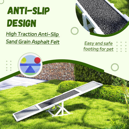 US Local Wooden Dog Agility Seesaw For Training And Exercise, Weather Resistant, 83 L X 16 W X 14 H, White