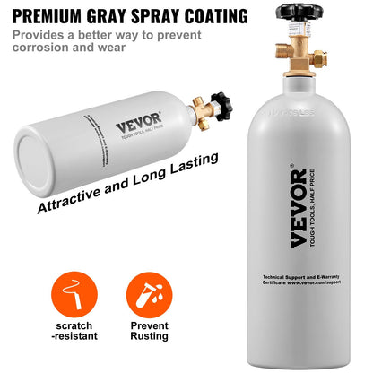 US Local VEVOR 5 Lbs CO2 Tank Aluminum Gas Cylinder, Brand New CO2 Cylinder With Gray Spray Coating, CO2 Tank With CGA320 Valve, For Draft Soda Beer