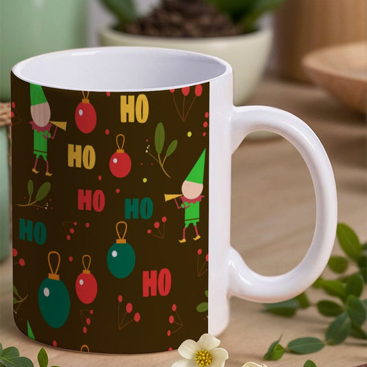 POD US Local White mug with full print, Christmas Elf Green 0001