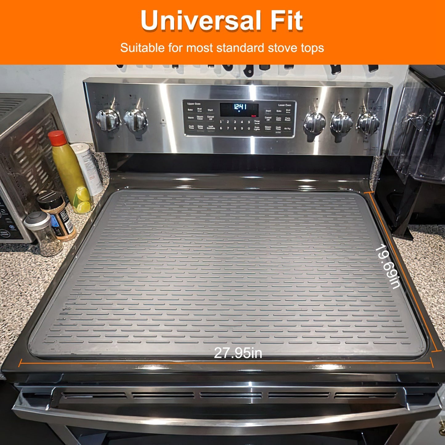 US Local 1Pc 27.95x19.69in Electric Stove Cover Silicone Stove Mat Glass Stove Top Protector 464 Fahrenheit Heat Resistant Dishwasher Safe Waterproof