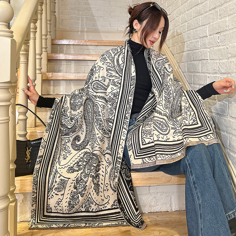 US Local Female Versatile Fashion Thickened Warm Cashmere Scarf