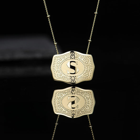 Gold-plated Embossed Slim Chain Adjustable Necklace