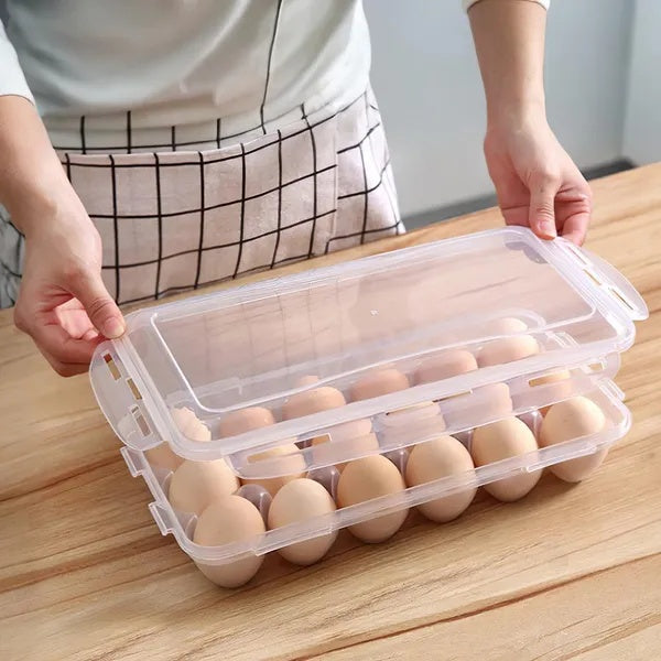 US Local 2Pcs Egg Holder Stackable Plastic Egg Storage Box Egg Rack