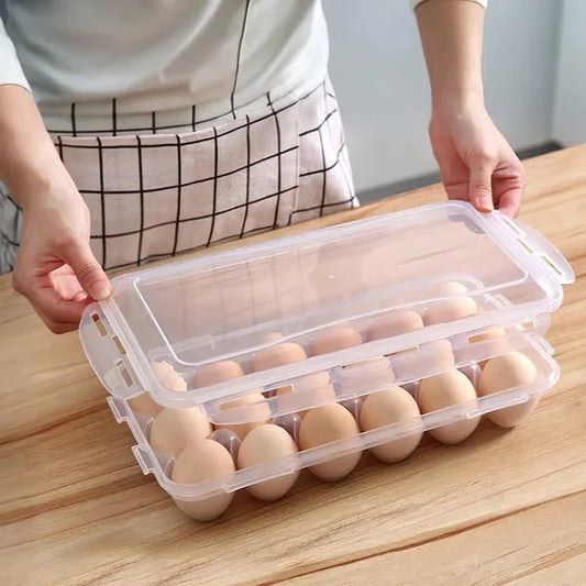 US Local 2Pcs Egg Holder Stackable Plastic Egg Storage Box Egg Rack