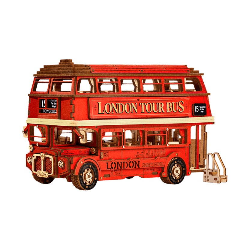 US Local Rolife London Tour Bus Car 3D Wooden Puzzle Model Toy Home Decor Xmas Gift
