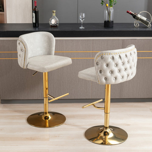 US Local Furniture,Swivel Barstools Adjusatble Seat Height, Modern PU Upholstered Bar Stools With The Whole Back Tufted, For Home Pub And Kitchen Island