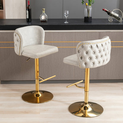 US Local Furniture,Swivel Barstools Adjusatble Seat Height, Modern PU Upholstered Bar Stools With The Whole Back Tufted, For Home Pub And Kitchen Island