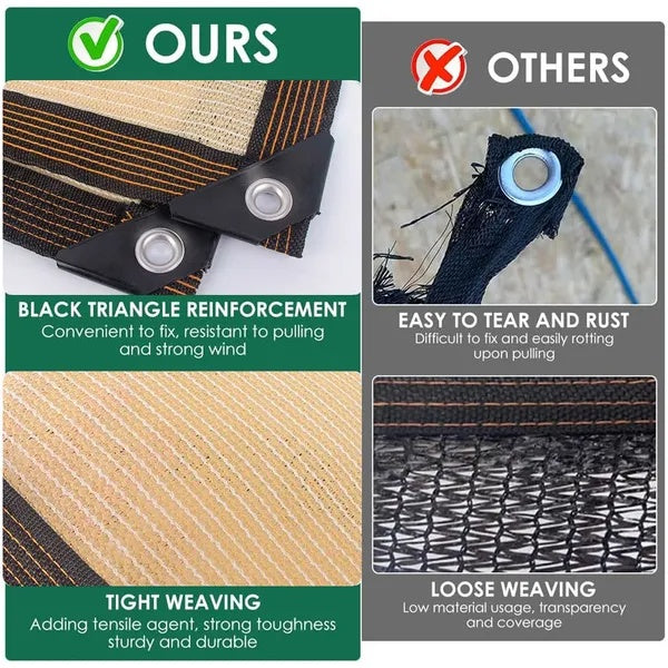 US Local Beige Rectangle Square Sun Shade UV Blocking Breathable Vinyl Mesh Fabric For Outdoor Greenhouse Covers Plants Heavy Duty Commercial And Residential