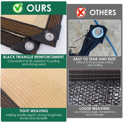US Local Beige Rectangle Square Sun Shade UV Blocking Breathable Vinyl Mesh Fabric For Outdoor Greenhouse Covers Plants Heavy Duty Commercial And Residential