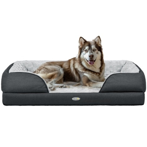 UK Local PawHut Calming Dog Bed Pet Mattress W  Removable Cover, Anti-Slip Bottom, For Large Dogs, 120L X 80W X 22Hcm - Charcoal Grey