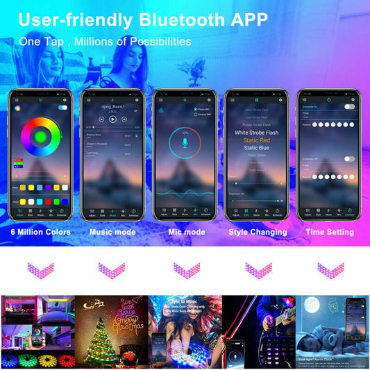 US Local BRAND NEW 5050 RGB LED Strip Bluetooth Remote Lights TV Back Lights For Bar Room